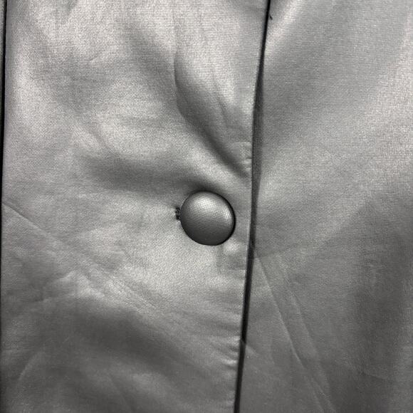 Wearever Black Faux Leather Retro Mini Dress Tunic Jacket Size M Button Front - Picture 6 of 8